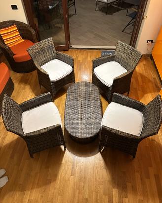 Divanetti da giardino 4 poltroncine + tavolo