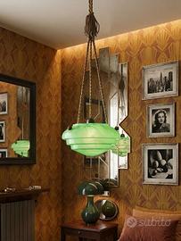lampadario Art Decò vetro Murano verde 