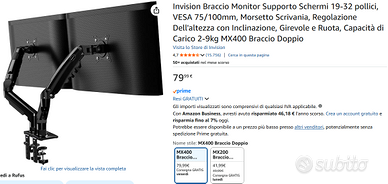 Braccio doppio per monitor