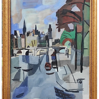 Antonio SCORDIA tempera su carta anni 50 cm 56x37