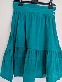 Gonna verde di velluto a costine