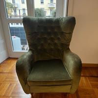 Poltrona vintage velluto verde