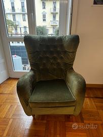Poltrona vintage velluto verde