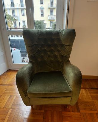 Poltrona vintage velluto verde