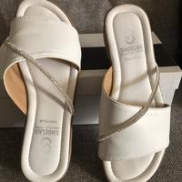 Ciabatta/ sandalo 38 bianco vera pelle