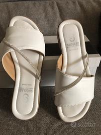Ciabatta/ sandalo 38 bianco vera pelle