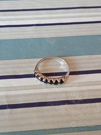 Anello Riviera Argento 925 & Zaffiri Blu Misura 17