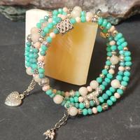 bracciale Memory wire agata,vetro, acciaio 