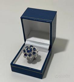 Anello con Diamanti e Zaffiri in Oro 18kt