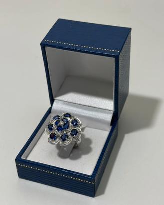 Anello con Diamanti e Zaffiri in Oro 18kt