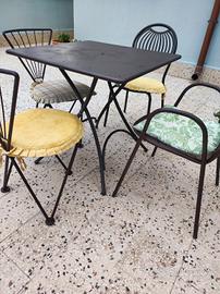 Set Giardino Vintage in Ferro - Tavolo Pieghevole 