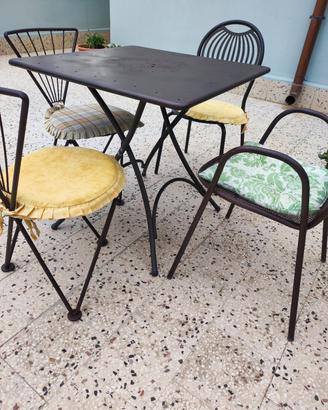 Set Giardino Vintage in Ferro - Tavolo Pieghevole 
