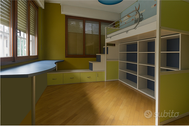 Cameretta completa con soppalco e doppio letto