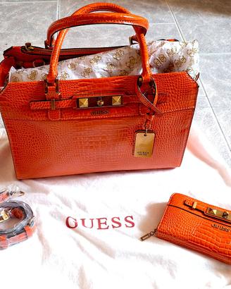 BORSA GUESS RAFFIE COCCO ORANGE + PORTAFOGLIO