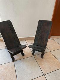 Coppia sedie etniche in legno dal Madagascar
