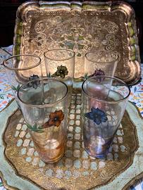Bicchieri da liquore a fiori vintage anni 70