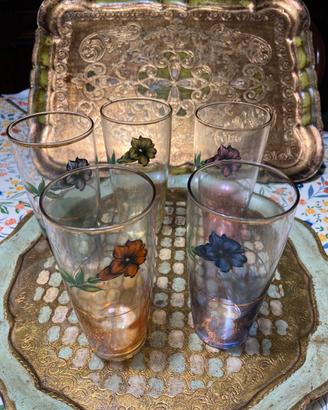 Bicchieri da liquore a fiori vintage anni 70