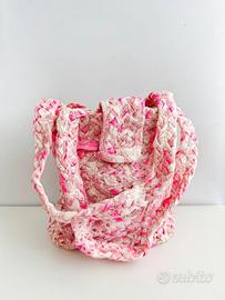 Borsa handmade intrecciata rosa candy fucsia 