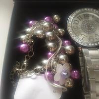 SET DONNA 4 PEZZI OROLOGIO COLLANA CIONDOLO BRACCI