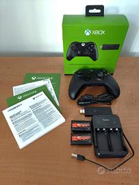 Controller Xbox+Adattatore Wireless+kit batterie