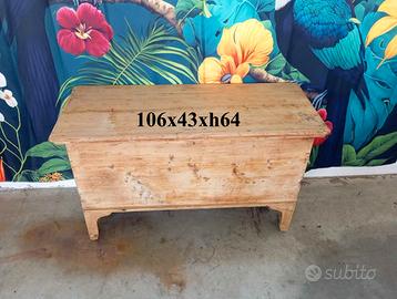 Cassapanca in pino grezza 106x43xh64