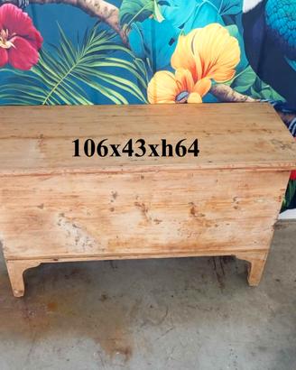 Cassapanca in pino grezza 106x43xh64