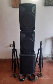 Impianto audio per dj casse attive sub amplificato