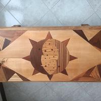 Splendido unico Tavolino legno massello intarsio