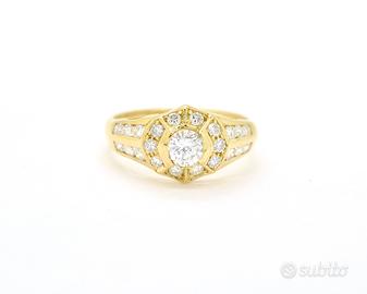Anello oro giallo e diamanti