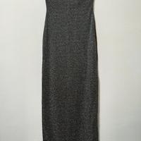 Abito lungo a fascia luccicante color argento