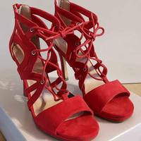 SANDALI IN PELLE SCAMOSCIATA ROSSI - OBSEIL