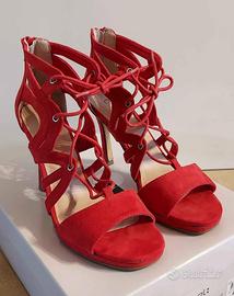 SANDALI IN PELLE SCAMOSCIATA ROSSI - OBSEIL