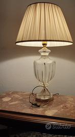 Lampada da tavolo vintage in cristallo e ottone