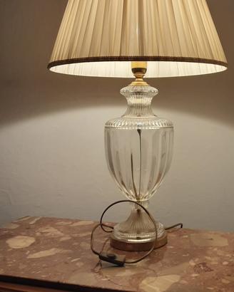 Lampada da tavolo vintage in cristallo e ottone