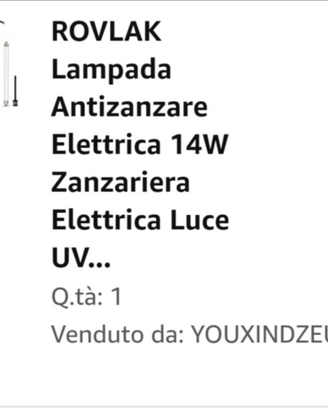 Lampada antizanzare nuova imballata