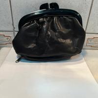 Portamonete vintage in pelle nera Interno paisley