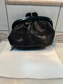 Portamonete vintage in pelle nera Interno paisley