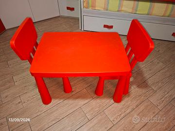 Tavolo per bambini con 2 sedie - Rosso