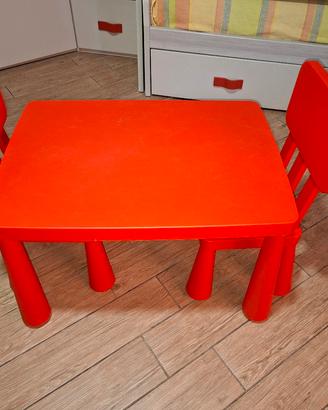 Tavolo per bambini con 2 sedie - Rosso