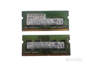 RAM DDR4 SODIMM 8Gb (4Gbx2) da 3200Mhz e 2133Mhz