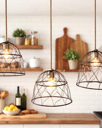 Lampadari vintage in ferro 3 pz
