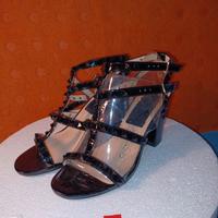  Donna scarpe tacco 9 cm nero lucido tg 36 Pris