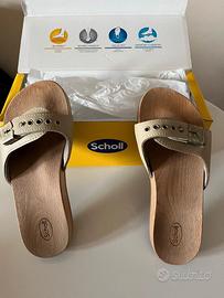 Zoccoli scarpa Scholl unisex n. 36 in pelle-legno