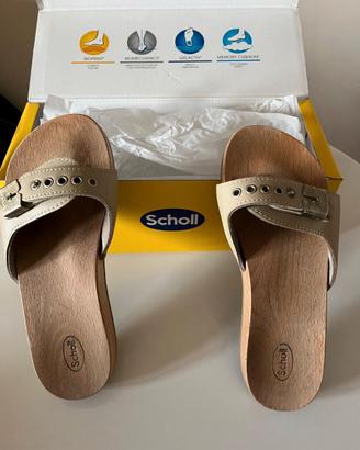 Zoccoli scarpa Scholl unisex n. 36 in pelle-legno