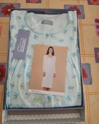 Camicia notte Linclalor, Taglia 60, cotone,azzurro