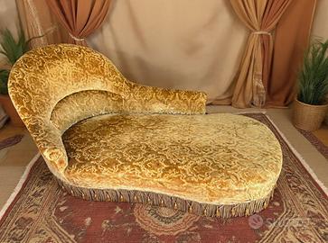 Dormeuse chaise longue vintage in damascato senape
