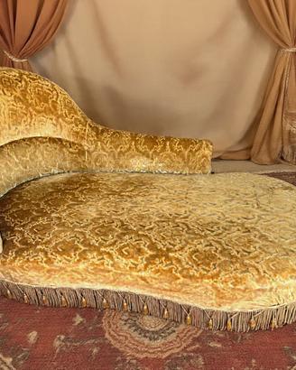 Dormeuse chaise longue vintage in damascato senape