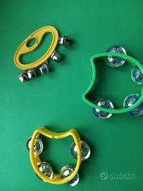 Set 3 strumentini a percussione con sonagli