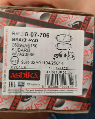 kit pastiglie freni Ashika 50-07-706
