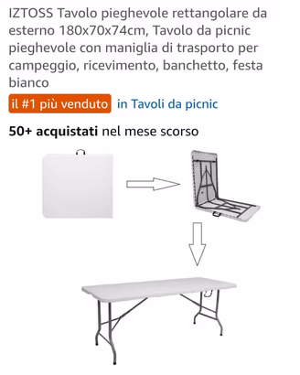 tavolo pieghevole da giardino nuovo
